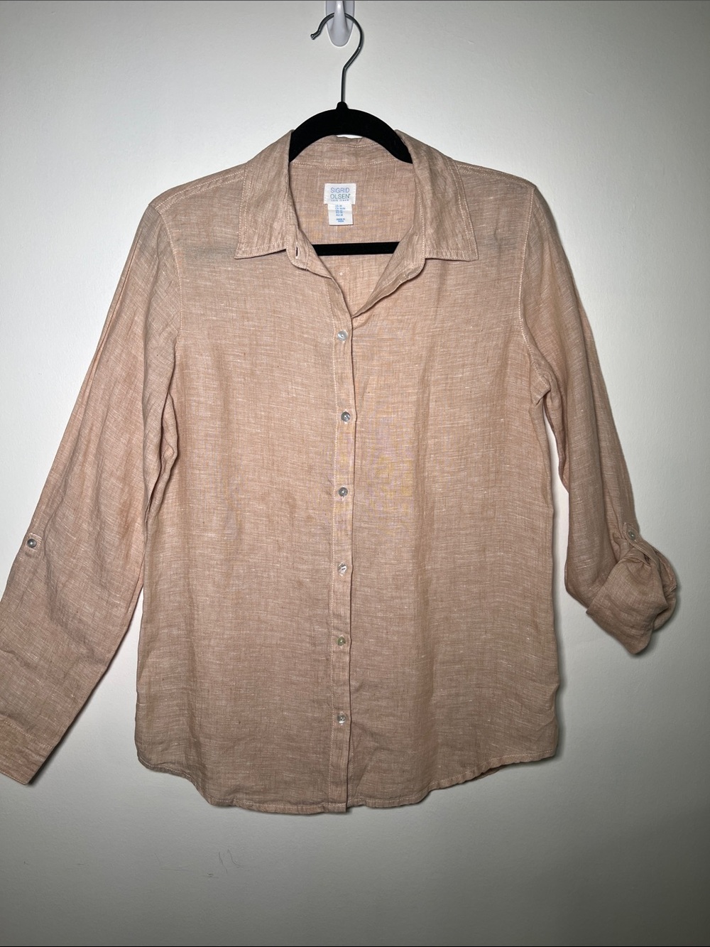 Sigrid Olsen 100% Linen Button-Down Shirt
